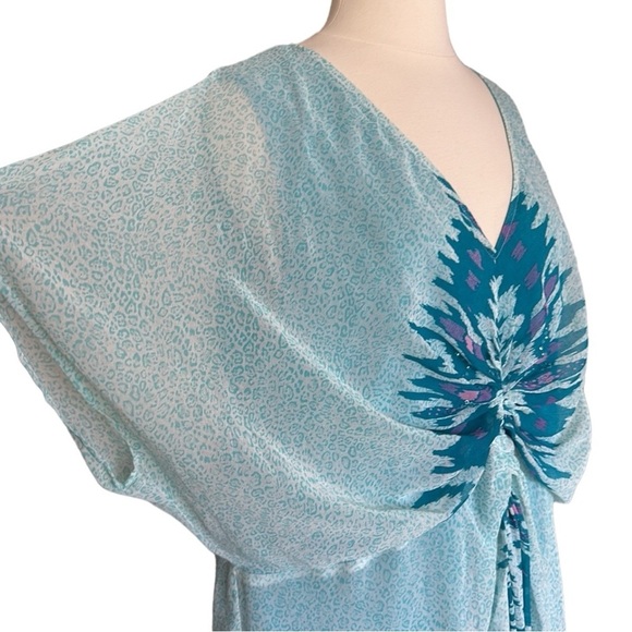 BADGLEY MISCHKA American Glamour Boho Coastal Blue Embellished Maxi Dress, 2XL - Picture 5 of 15